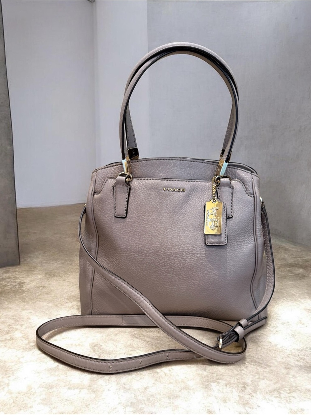 Coach Madison Madeline Satchel in taupe